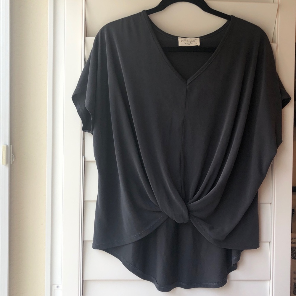 Dark grey lavender field knot top